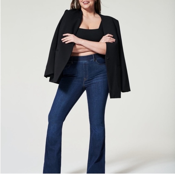 Spanx Black Ponte Square Neck Crop Top Bralette size M - Picture 3 of 6